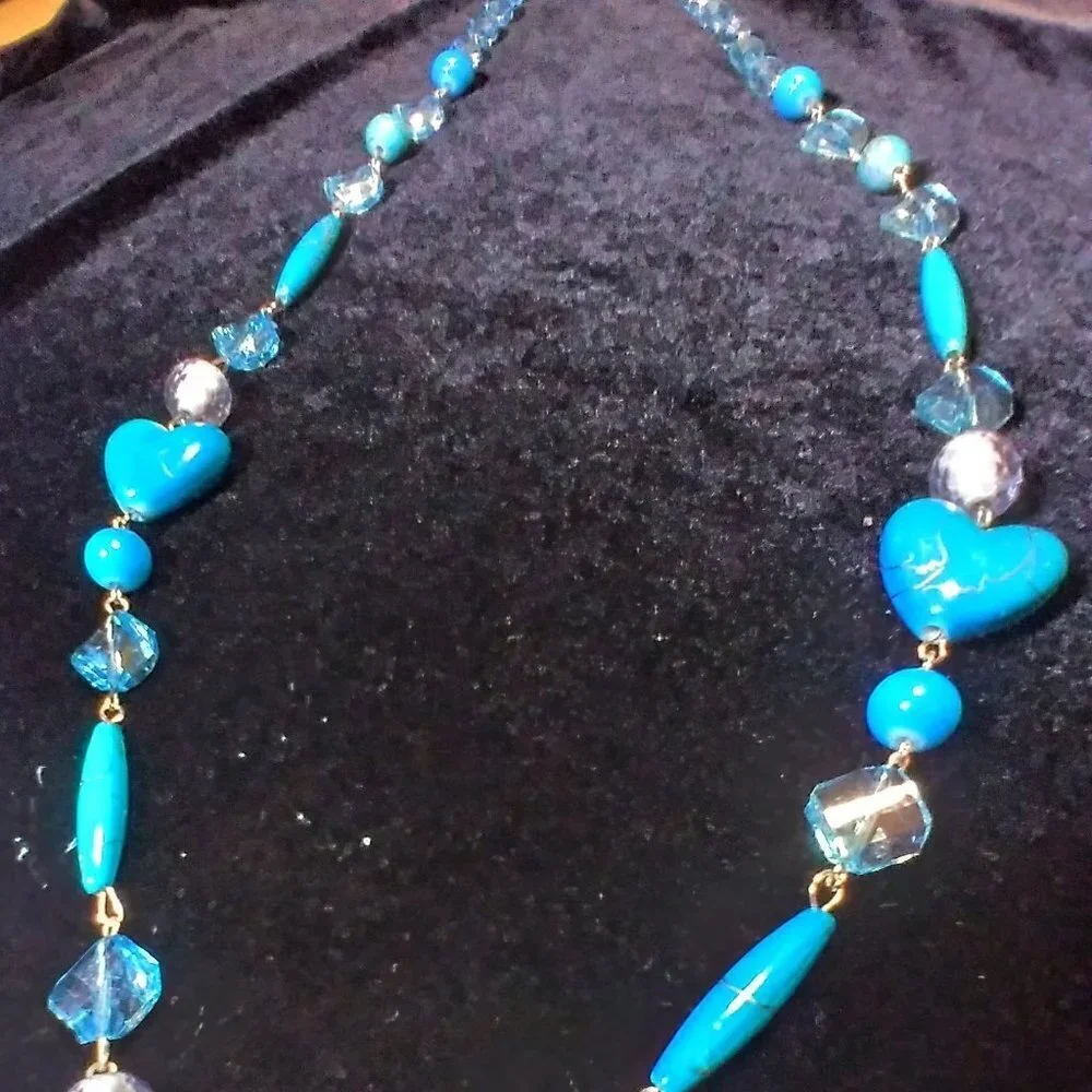 Beautiful Multi Beaded Necklace with Hearts